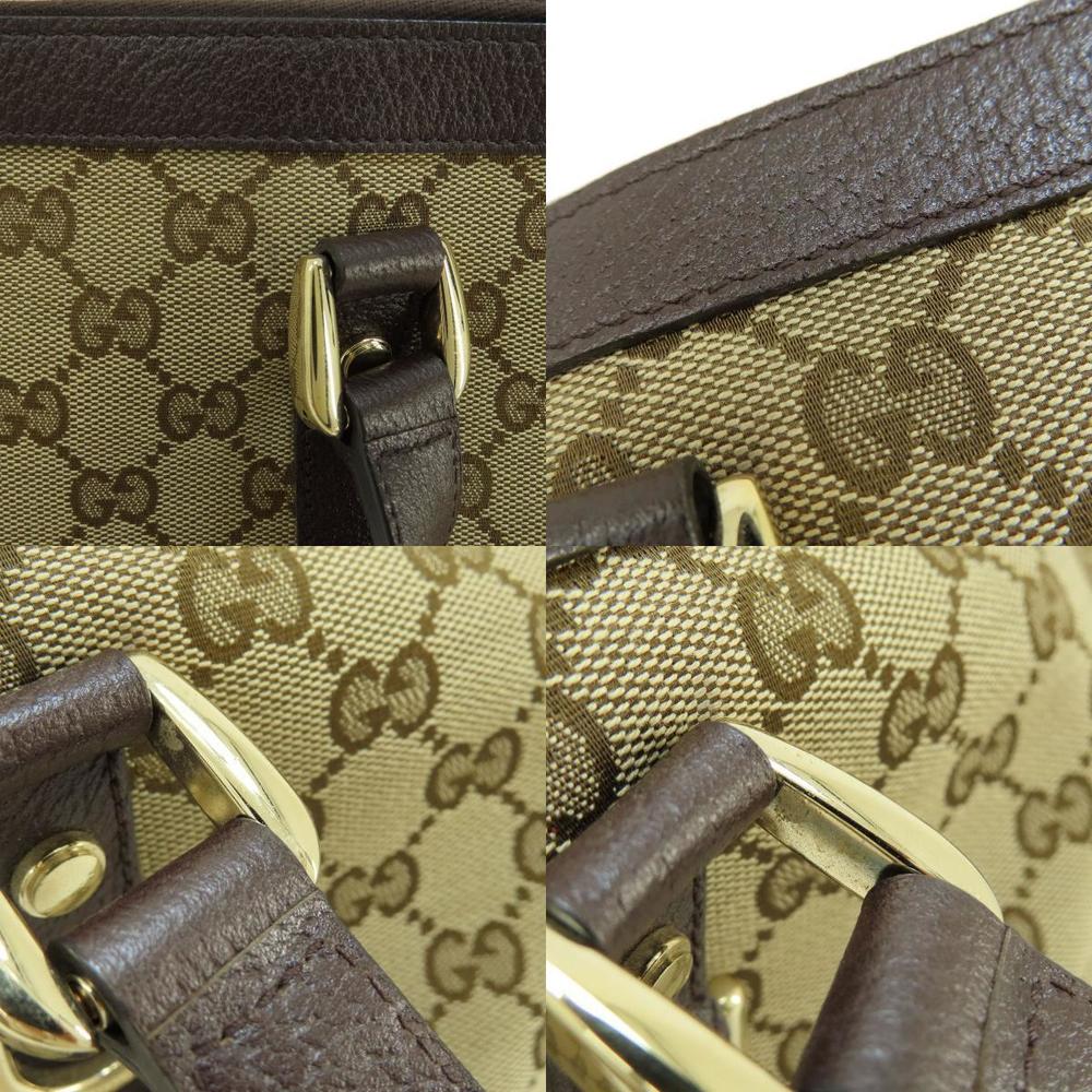 Gucci GG Tote Bag Canvas Leather Brown - Picture 7 of 9
